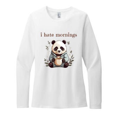 I Hate Mornings Panda Womens CVC Long Sleeve Shirt