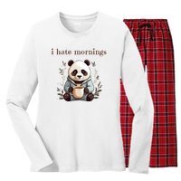 I Hate Mornings Panda Women's Long Sleeve Flannel Pajama Set 