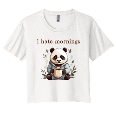 I Hate Mornings Panda Women's Crop Top Tee