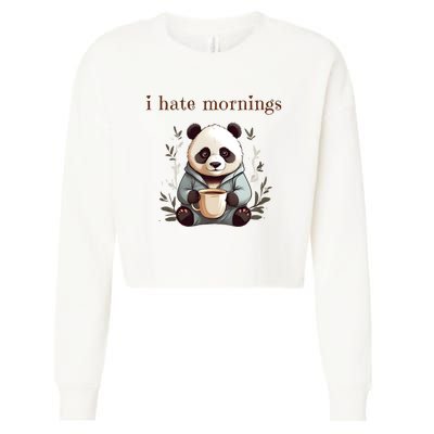 I Hate Mornings Panda Cropped Pullover Crew