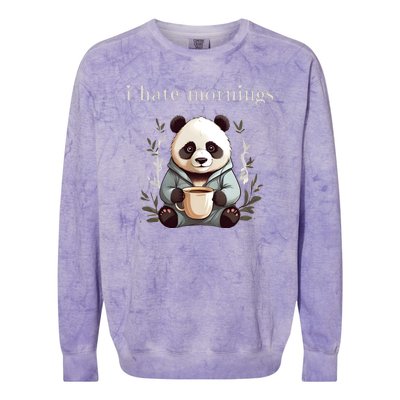 I Hate Mornings Panda Colorblast Crewneck Sweatshirt