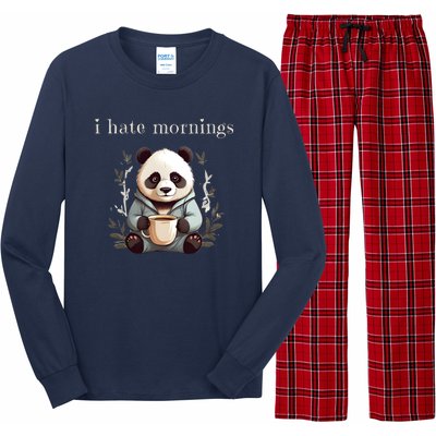 I Hate Mornings Panda Long Sleeve Pajama Set