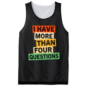 I Have More Than Four Questions Funny Happy Passover Mesh Reversible Basketball Jersey Tank