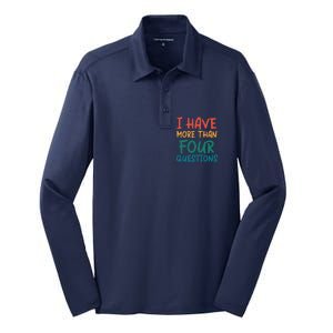 I Have More Than Four Questions Passover Seder Silk Touch Performance Long Sleeve Polo