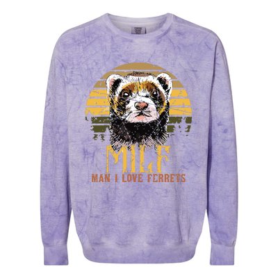 I Heart MILFs Man I Love Ferrets Lover Funny Ferret Mom Colorblast Crewneck Sweatshirt