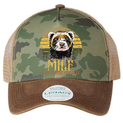 I Heart MILFs Man I Love Ferrets Lover Funny Ferret Mom Legacy Tie Dye Trucker Hat