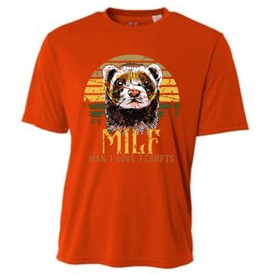 I Heart MILFs Man I Love Ferrets Lover Funny Ferret Mom Cooling Performance Crew T-Shirt