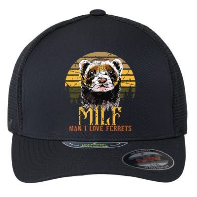 I Heart MILFs Man I Love Ferrets Lover Funny Ferret Mom Flexfit Unipanel Trucker Cap