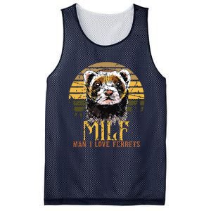 I Heart MILFs Man I Love Ferrets Lover Funny Ferret Mom Mesh Reversible Basketball Jersey Tank