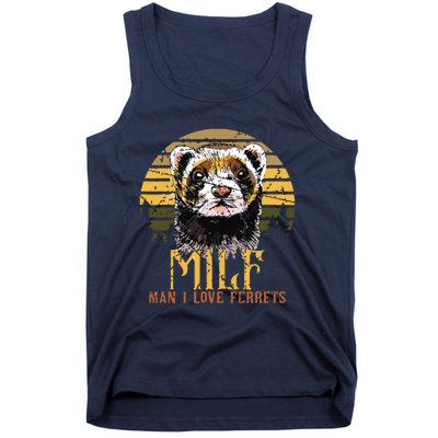 I Heart MILFs Man I Love Ferrets Lover Funny Ferret Mom Tank Top