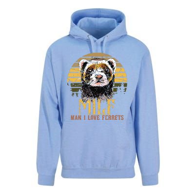 I Heart MILFs Man I Love Ferrets Lover Funny Ferret Mom Unisex Surf Hoodie