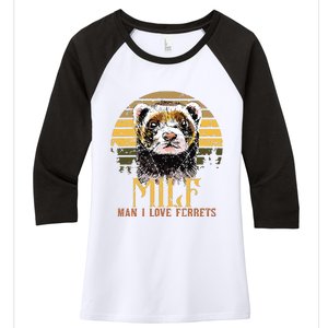 I Heart MILFs Man I Love Ferrets Lover Funny Ferret Mom Women's Tri-Blend 3/4-Sleeve Raglan Shirt