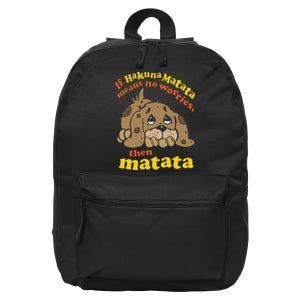 If Hakuna M.A.T.A.T.A Means No Worries Then Matata 16 in Basic Backpack