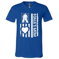 Ice Hockey Mom Goalie Usa Flag Gift V-Neck T-Shirt