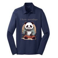 I Hate Mornings Panda Silk Touch Performance Long Sleeve Polo