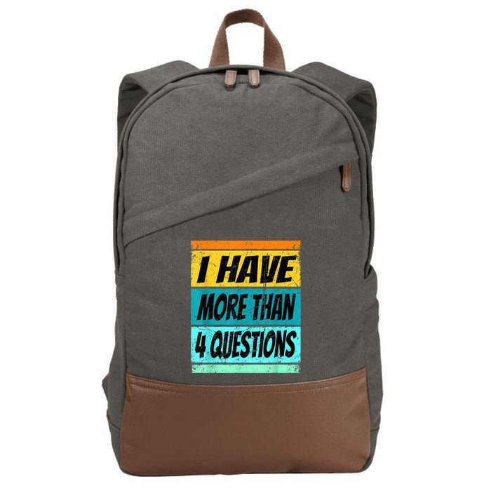 I Have More Than Four Questions Passover Cotton Canvas Backpack