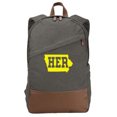 Iowa Her Map Cotton Canvas Backpack