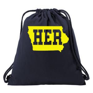 Iowa Her Map Drawstring Bag