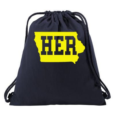 Iowa Her Map Drawstring Bag