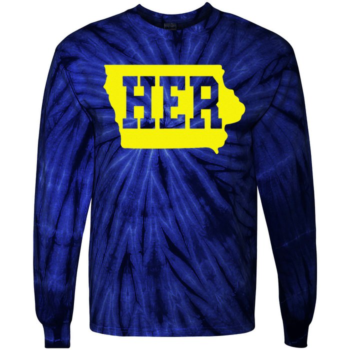 Iowa Her Map Tie-Dye Long Sleeve Shirt