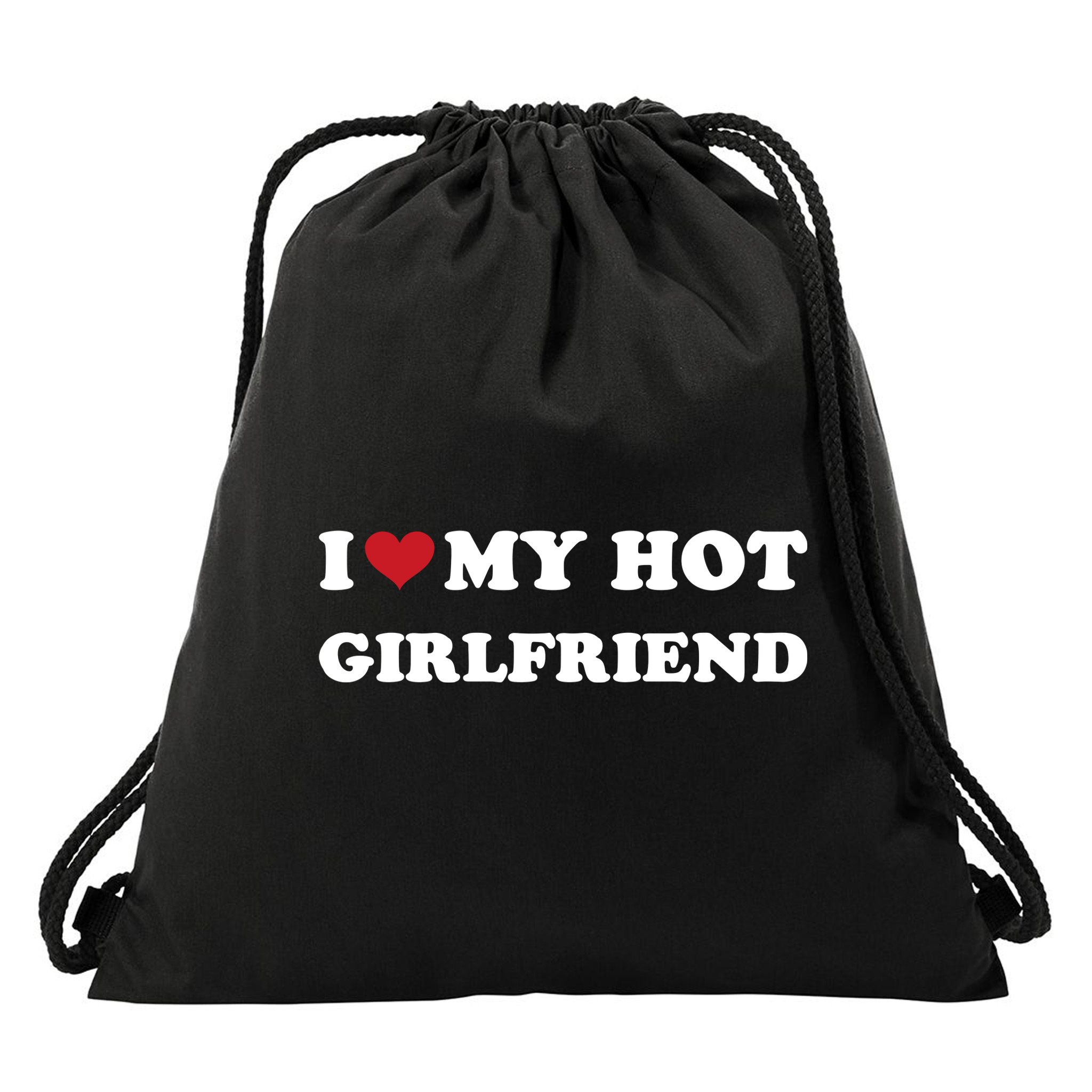 I Heart My Hot Girlfriend Drawstring Bag