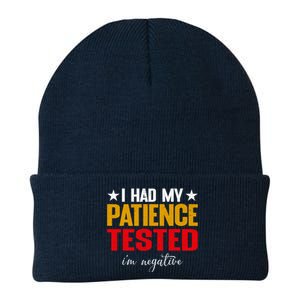 I Had My Patience Tested I'm Negative Sign Impatient People Knit Cap Winter Beanie