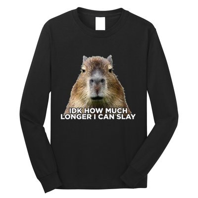 Idk How Much Longer I Can Slay Capybara Sarcastic Dank Meme Long Sleeve Shirt