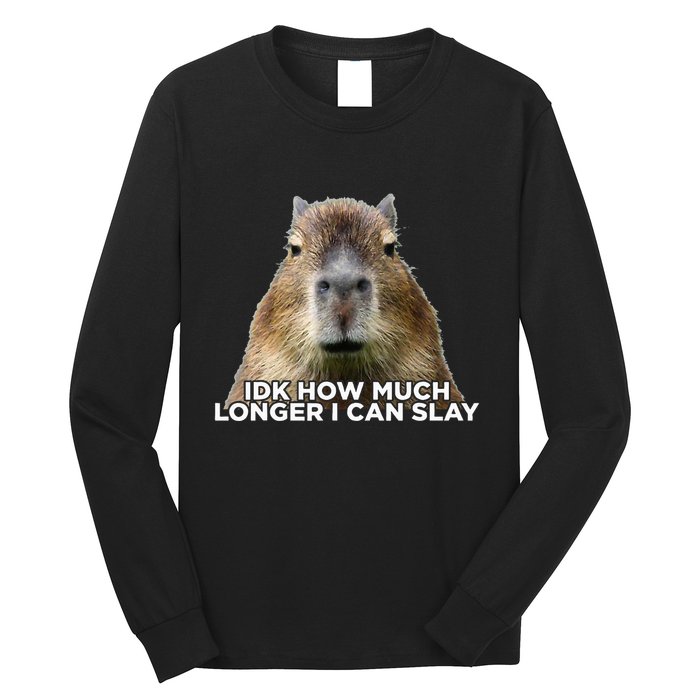 Idk How Much Longer I Can Slay Capybara Sarcastic Dank Meme Long Sleeve Shirt