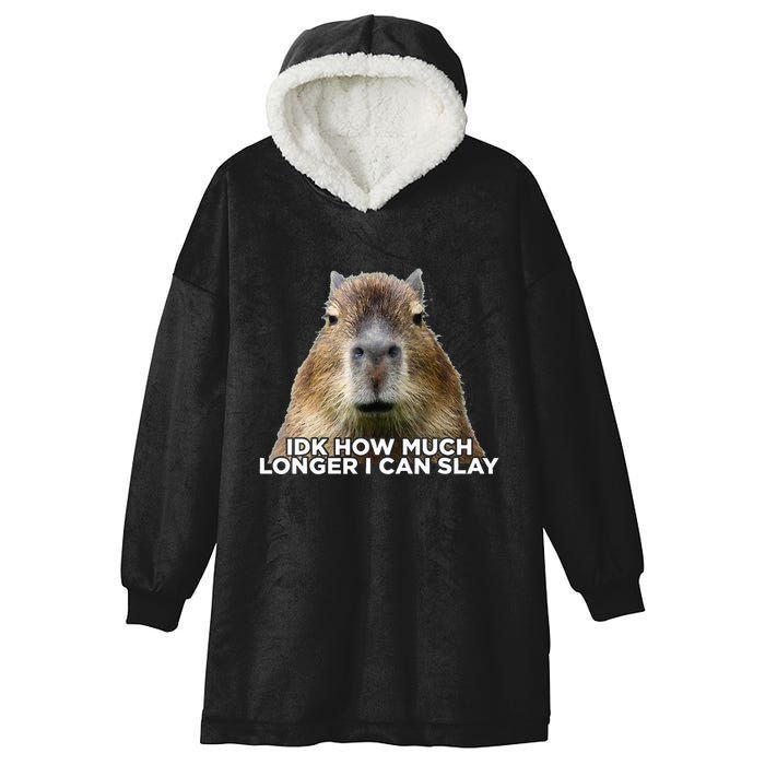 Idk How Much Longer I Can Slay Capybara Sarcastic Dank Meme Hooded Wearable Blanket