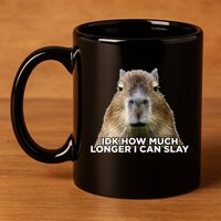 Idk How Much Longer I Can Slay Capybara Sarcastic Dank Meme 11oz C Handle Ceramic Mug