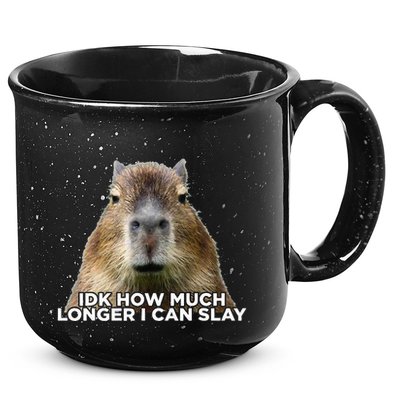 Idk How Much Longer I Can Slay Capybara Sarcastic Dank Meme 15oz Campfire Ceramic Mug