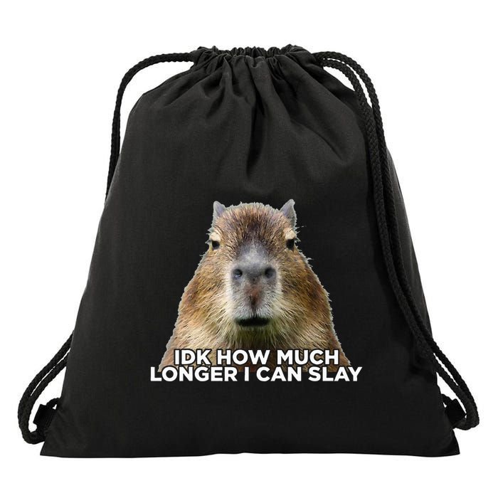Idk How Much Longer I Can Slay Capybara Sarcastic Dank Meme Drawstring Bag
