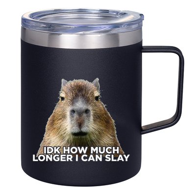 Idk How Much Longer I Can Slay Capybara Sarcastic Dank Meme 12oz Stainless Steel Coffee Mug