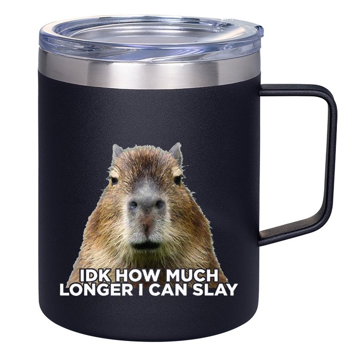Idk How Much Longer I Can Slay Capybara Sarcastic Dank Meme 12oz Stainless Steel Coffee Mug