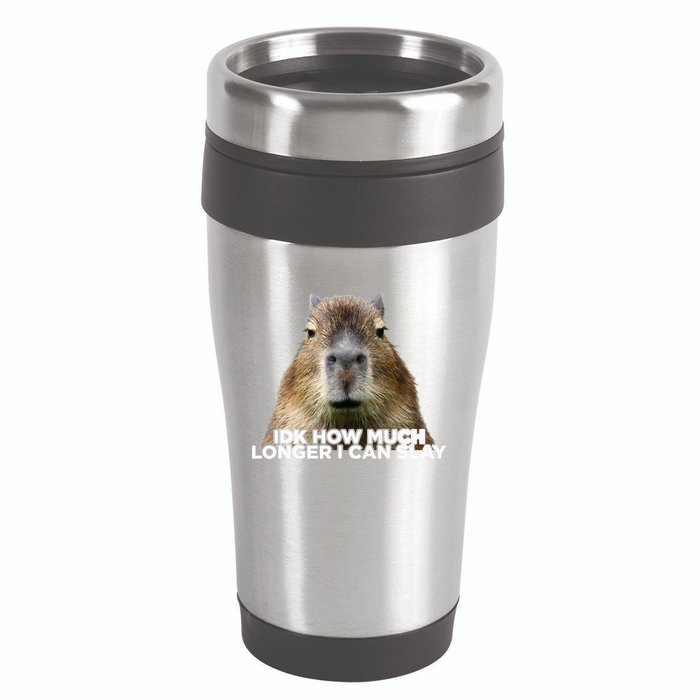 Idk How Much Longer I Can Slay Capybara Sarcastic Dank Meme 16oz Travel Tumbler