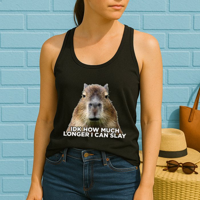 Idk How Much Longer I Can Slay Capybara Sarcastic Dank Meme Womens Tank Top