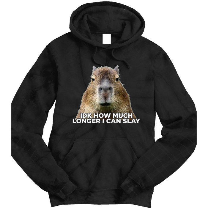 Idk How Much Longer I Can Slay Capybara Sarcastic Dank Meme Tie Dye Hoodie