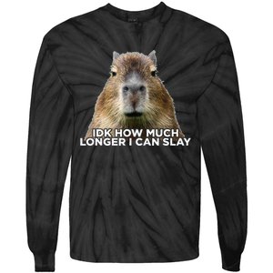 Idk How Much Longer I Can Slay Capybara Sarcastic Dank Meme Tie-Dye Long Sleeve Shirt