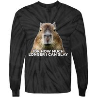 Idk How Much Longer I Can Slay Capybara Sarcastic Dank Meme Tie-Dye Long Sleeve Shirt