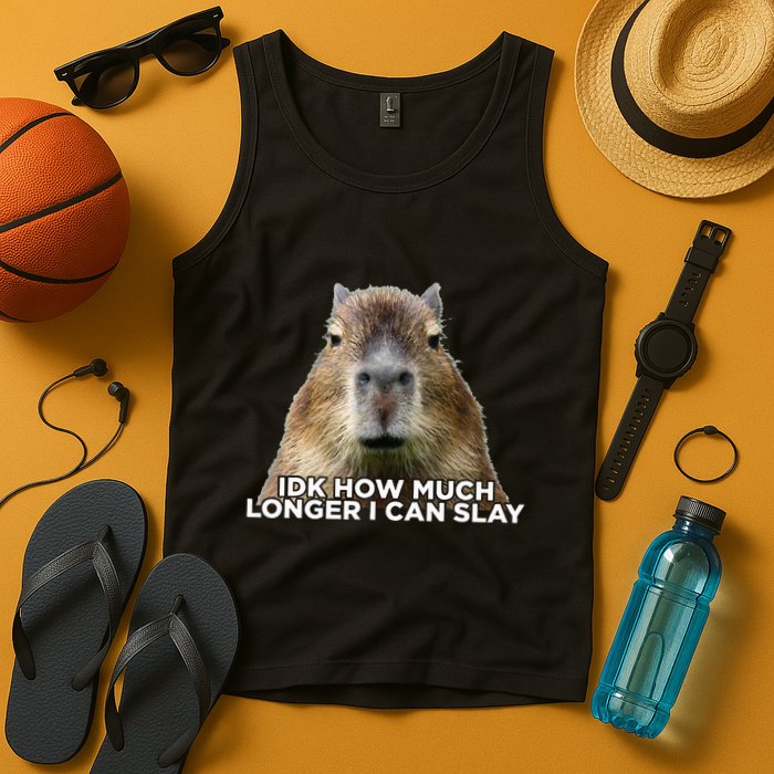Idk How Much Longer I Can Slay Capybara Sarcastic Dank Meme Tank Top