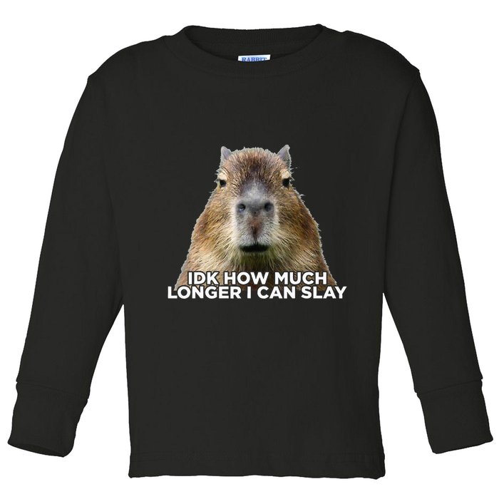 Idk How Much Longer I Can Slay Capybara Sarcastic Dank Meme Toddler Long Sleeve Shirt