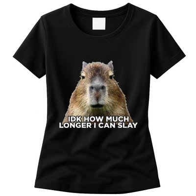 Idk How Much Longer I Can Slay Capybara Sarcastic Dank Meme Womens T-Shirt