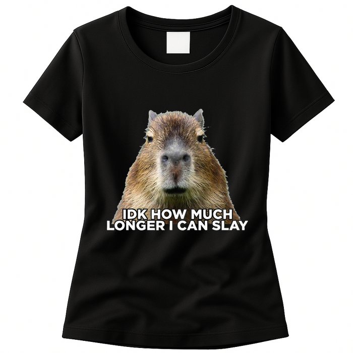 Idk How Much Longer I Can Slay Capybara Sarcastic Dank Meme Womens T-Shirt
