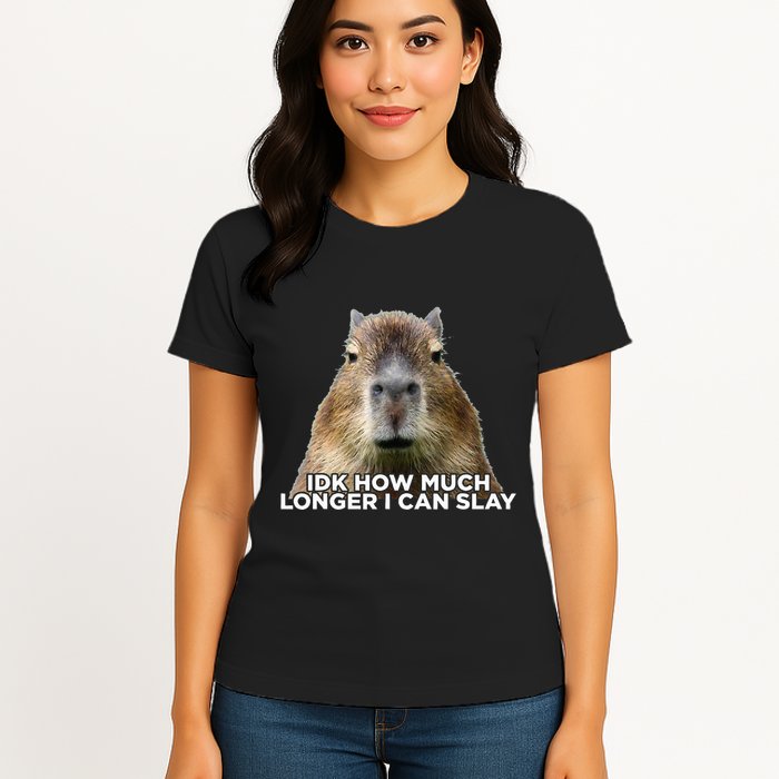 Idk How Much Longer I Can Slay Capybara Sarcastic Dank Meme Womens T-Shirt