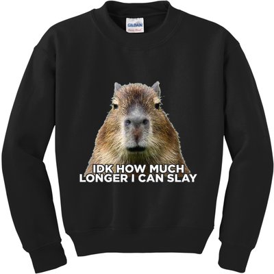 Idk How Much Longer I Can Slay Capybara Sarcastic Dank Meme Kids Sweatshirt