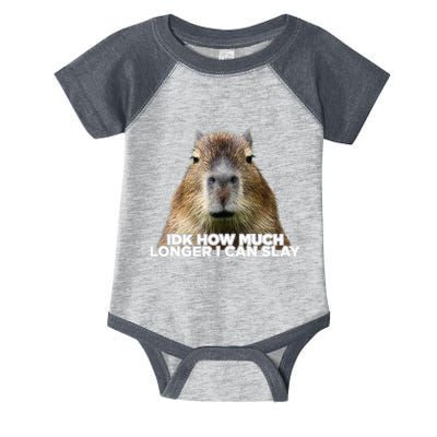 Idk How Much Longer I Can Slay Capybara Sarcastic Dank Meme Infant Baby Jersey Bodysuit