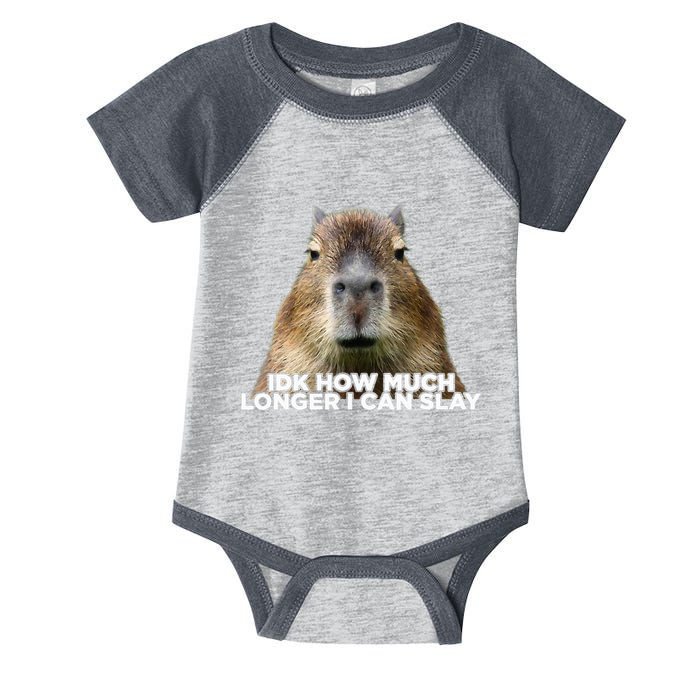 Idk How Much Longer I Can Slay Capybara Sarcastic Dank Meme Infant Baby Jersey Bodysuit