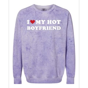 I Heart My Hot Boyfriend Colorblast Crewneck Sweatshirt