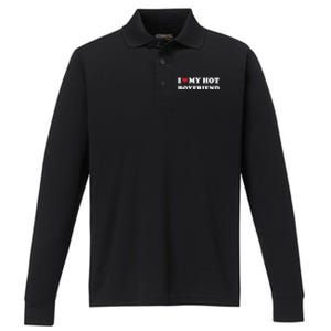 I Heart My Hot Boyfriend Performance Long Sleeve Polo