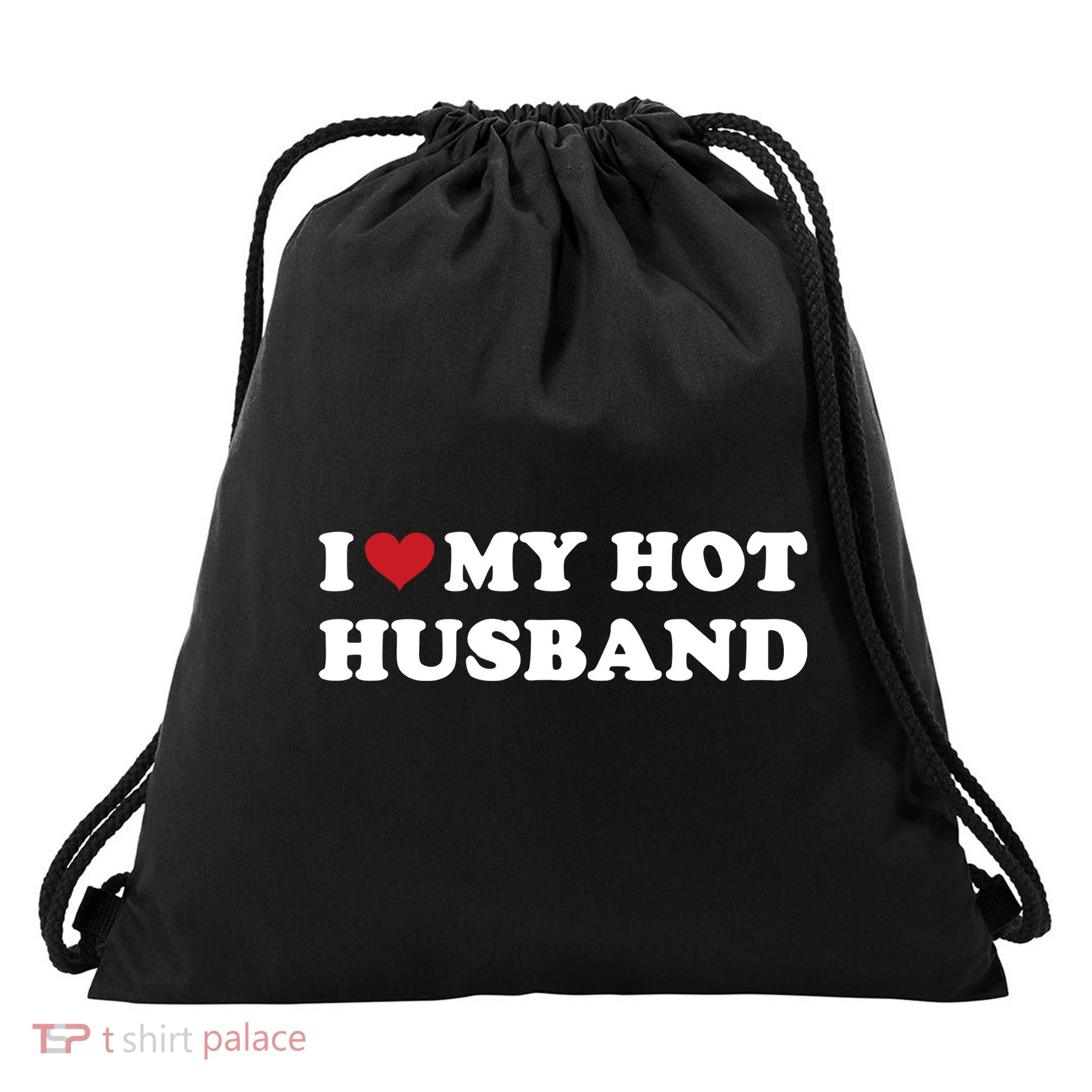 I Heart My Hot Husband Drawstring Bag